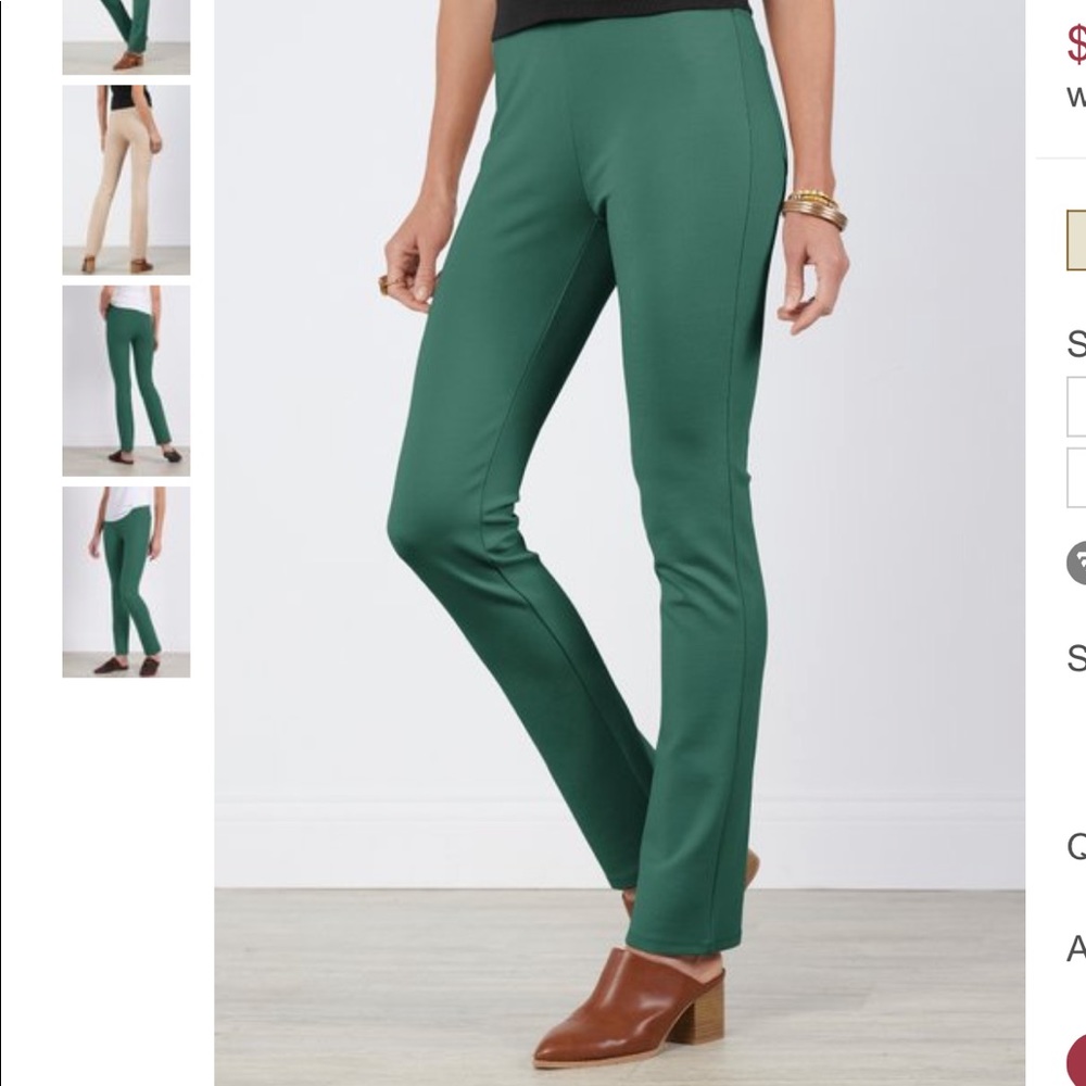 Soft Surroundings Ponte Pant Evergreen